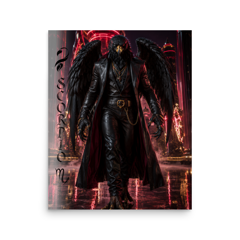 Scorpio man black eagle zodiac poster