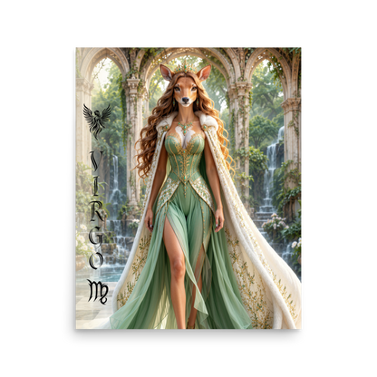 Virgo woman deer queen zodiac poster