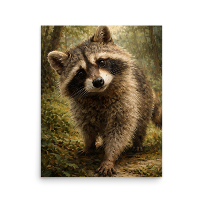 Raccoon Forest Curiosity Poster