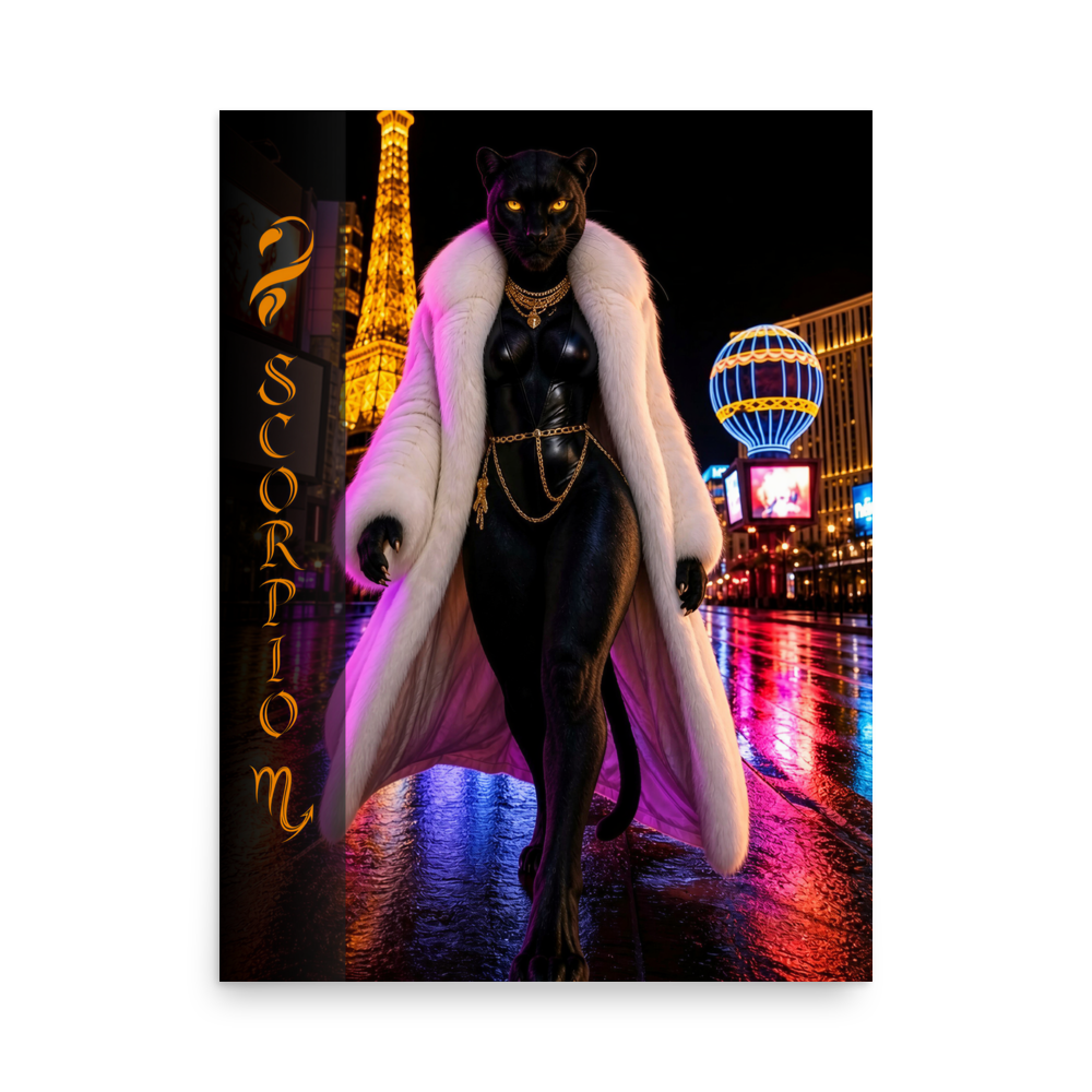 Scorpio woman black panther zodiac poster
