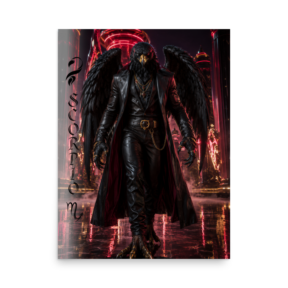 Scorpio man black eagle zodiac poster