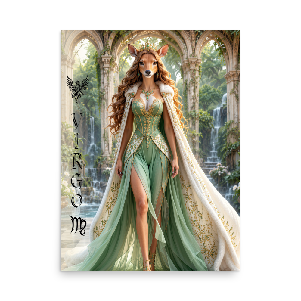 Virgo woman deer queen zodiac poster