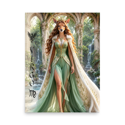 Virgo woman deer queen zodiac poster