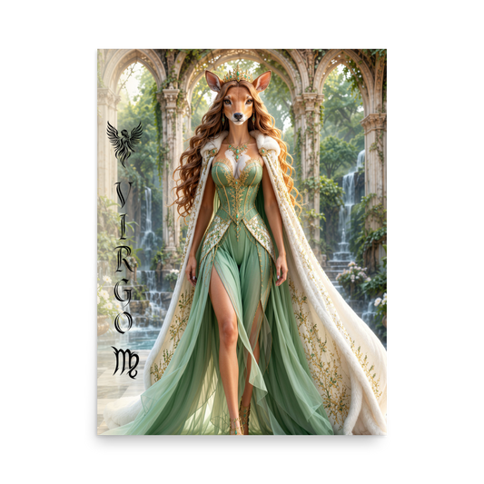 Virgo woman deer queen zodiac poster