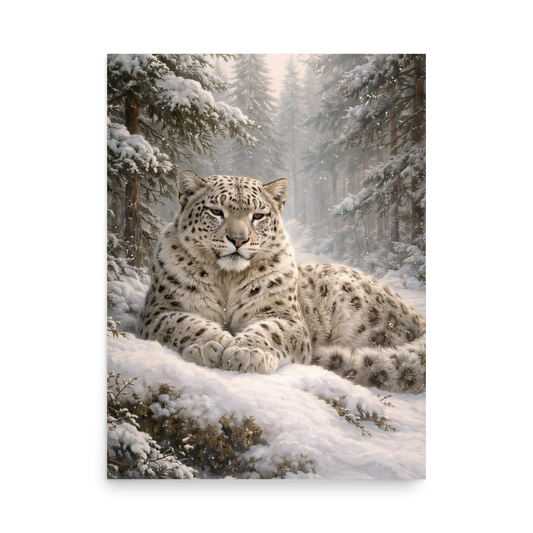 Snow Leopard Winter Calm Poster