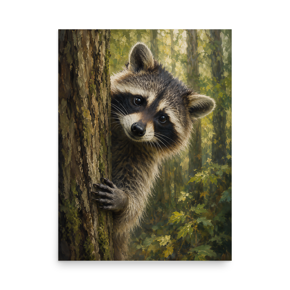Raccoon Curiosity Poster