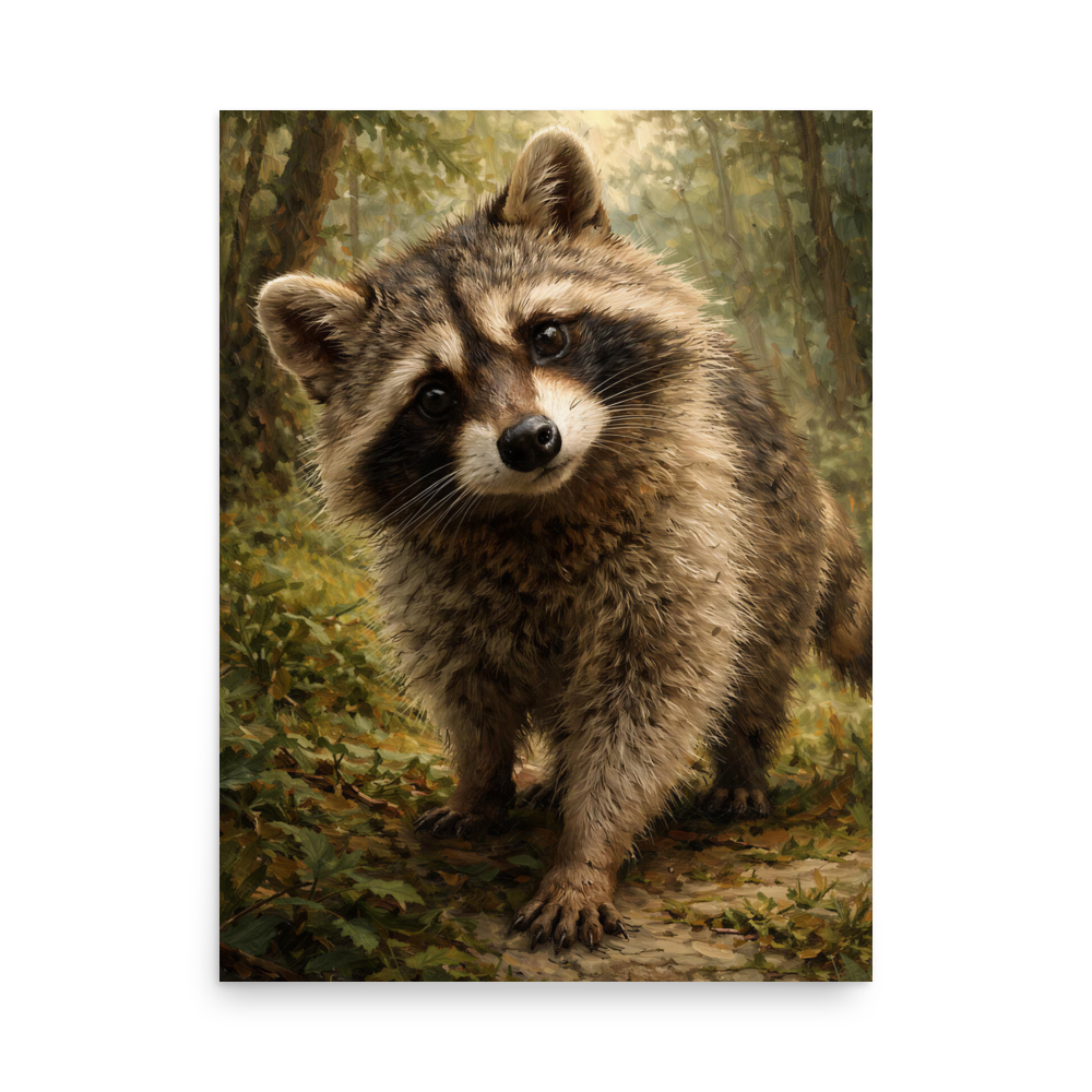 Raccoon Forest Curiosity Poster