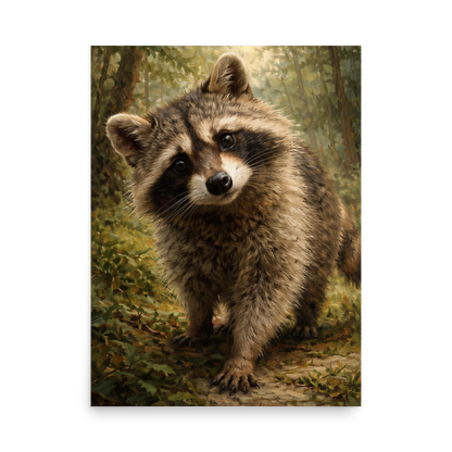 Raccoon Forest Curiosity Poster