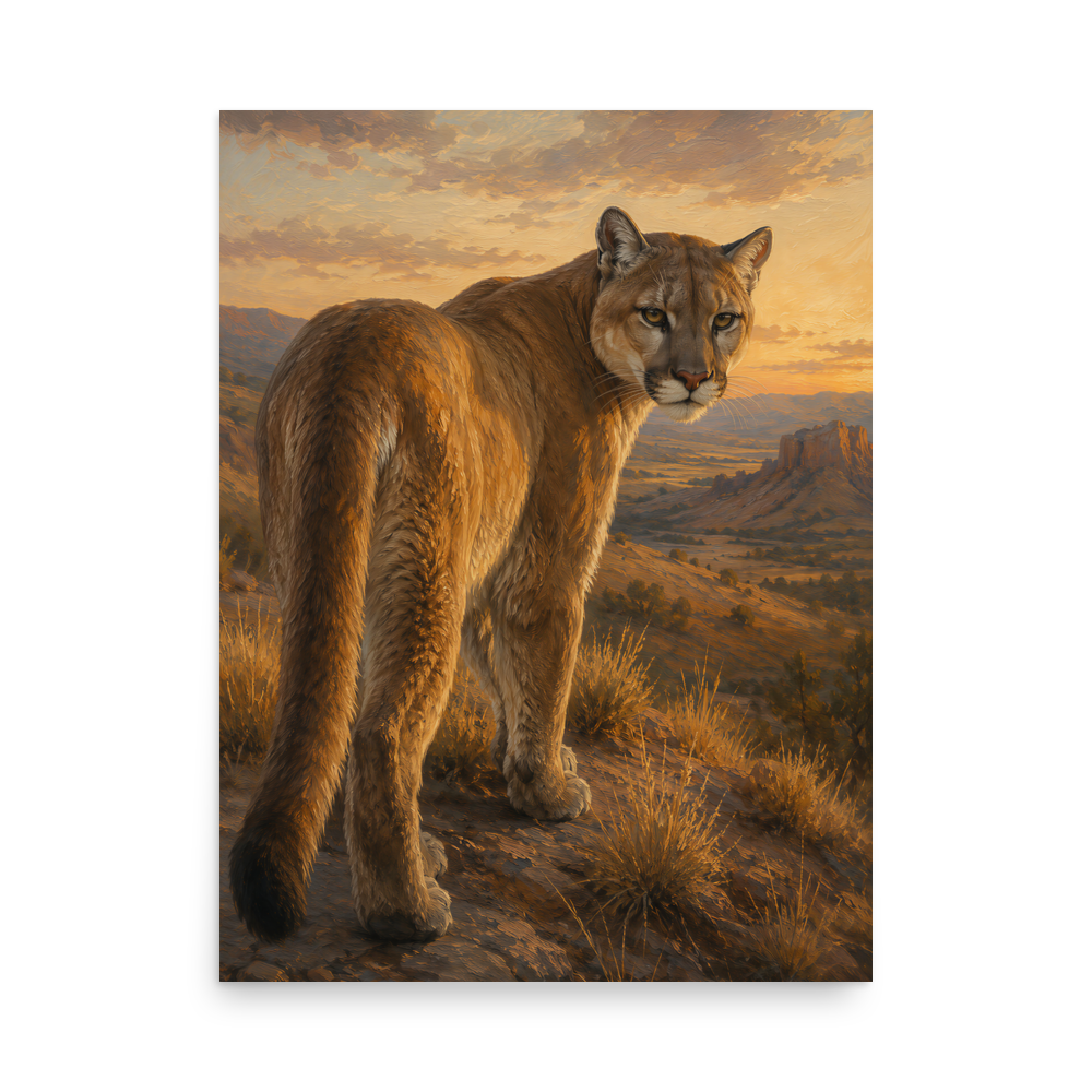 Mountain Lion Sunset Pride Poster