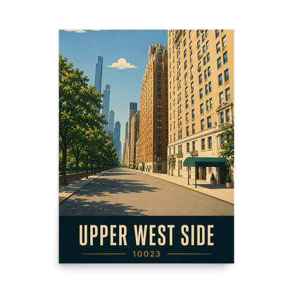 Upper West Side poster with Manhattan skyline street view and 10023 zip code