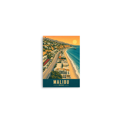Aerial Malibu Pacific Coast Highway sunset poster with 90265 zip code