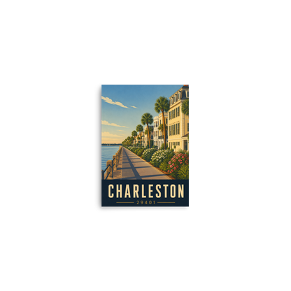 Charleston The Battery waterfront promenade poster with 29401 zip code