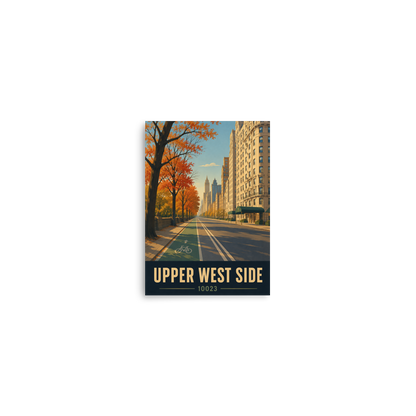 Central Park West autumn poster with 10023 zip code, retro NYC wall art