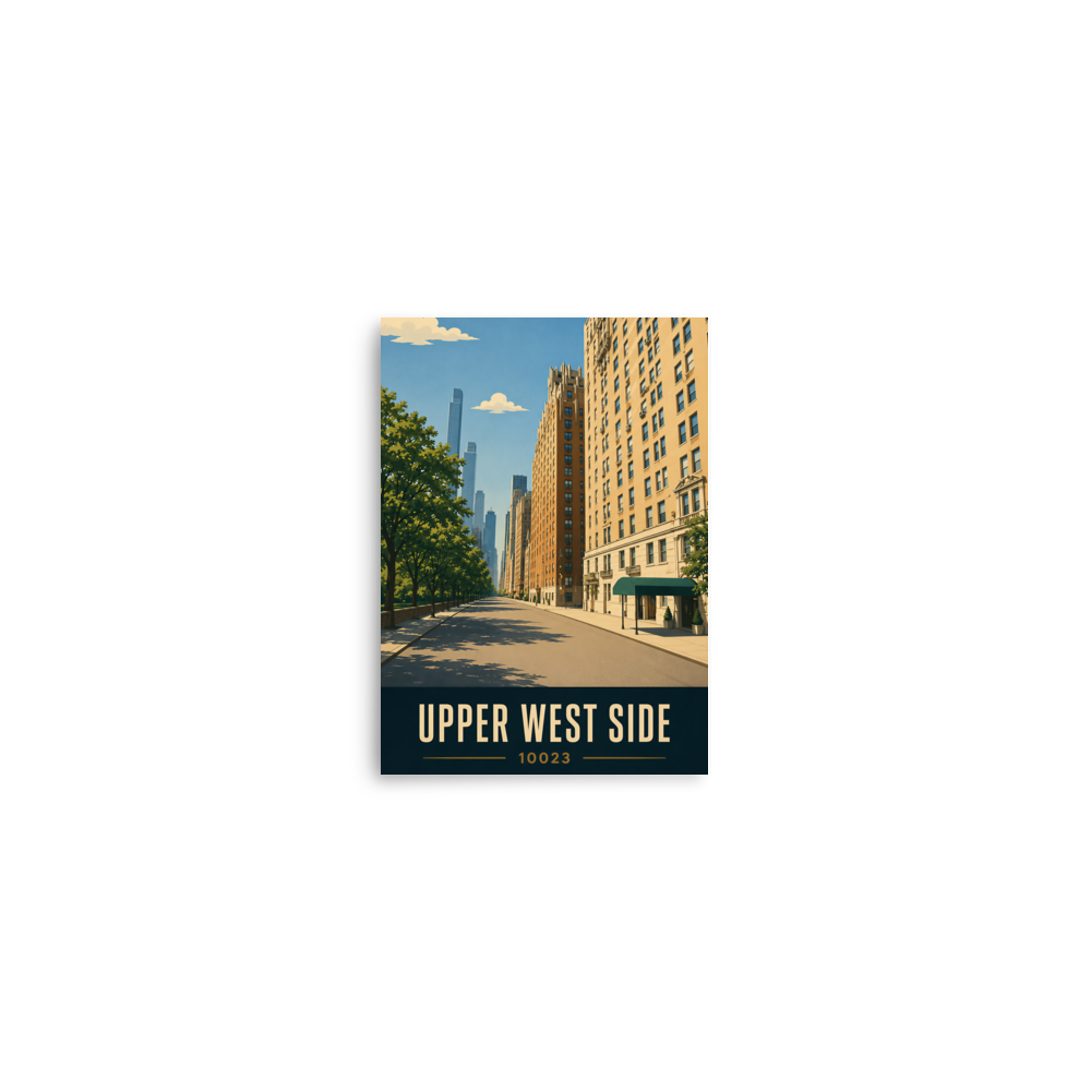 Upper West Side poster with Manhattan skyline street view and 10023 zip code