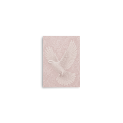 Peace dove print with embossed relief-look design on blush pink textured background