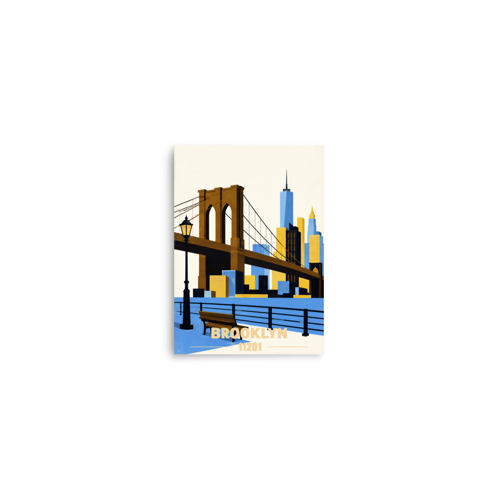 Brooklyn Heights Promenade retro travel poster print, 11201 zip code wall art, unframed