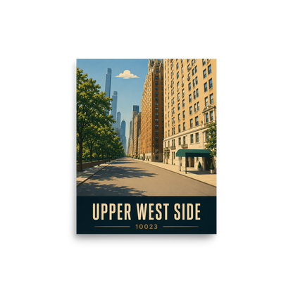 Upper West Side poster with Manhattan skyline street view and 10023 zip code