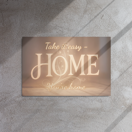 Home quote wall art poster with warm typography, cozy text print for modern home decor