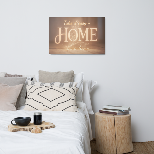 Cozy home quote wall art print, warm neutral typography poster for living room decor