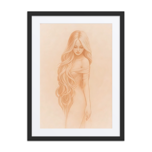 Elegant female portrait wall art poster, minimalist line art woman illustration on matte paper for modern home decor